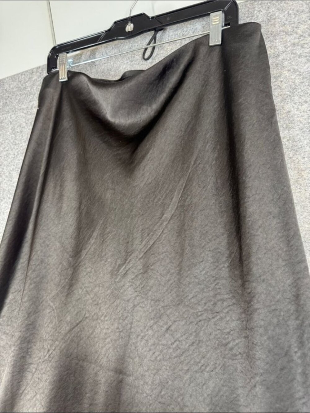 Maison d'Amelie Black Satin A Line Skirt XL Minimalist Slip Midi Festival Chic - Picture 10 of 12